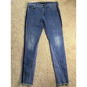 Express Jeans Women 6/6R Skinny Ankle Mid-Rise Stretch Blue Denim Raw Hem Preppy